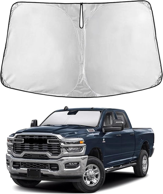 EcoNour Windshield Sunshade Compatible for Dodge Ram 1500 2019-2024 2025 2026 CrewCab, MegaCab Pickup,2Dr RegularCab,4Dr QuadCab Sun Visor for Front Windshield, UV Blocker & Protector, Car Accessories