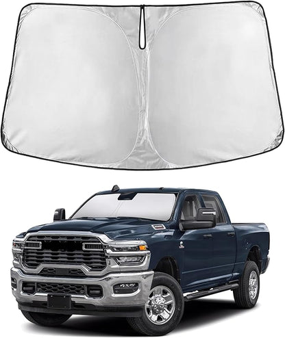 EcoNour Windshield Sunshade Compatible for Dodge Ram 2500 3500 2010-2024 2025 2026, Sun Visor for Front Windshield & Window Sun Shade Cover, UV Heat Blocker & Protector, Car Accessories