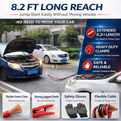 Car Emergency Kit, Emergency Roadside Car Safety Kit with10FT Jumper Cable, Tow Strap, Safety Hammer