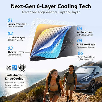 2026 Upgraded Windshield Sun Shade Umbrella for Honda Accord [Precision Custom Fit, Superior UV & Heat Block] Cooling Tech Fabric, Durable Foldable with Storage Bag, Fits 2000-2026