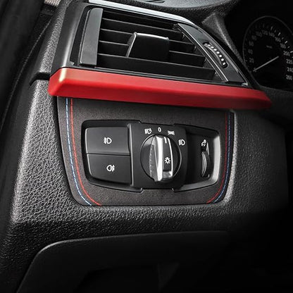 Betterhumz Car Headlight Switch Button Frame Sticker for BMW F30 F32 F34 2013-2019 328i 320i 318li 435i 420i 430i 425i M235i for Alcantara Car Interior Decor Kits Accessories