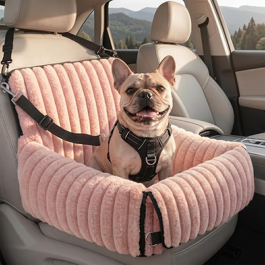 MIXJOY Dog Car Seat for Small/Medium Dogs up to 25 lbs, Multi-Functional Dog Carrier for Car with Detachable Washable Cover, Pet Travel Bed with Clip-On Safety Leash, Pink