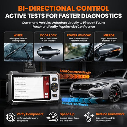 ANCEL FX6100 Bidirectional Scan Tool, Full System OBD2 Diagnostic Scanner with 15+ Reset, Brake-pad/Battery/ABS/TPMS/Steering Angle/Injector Coding, CAN FD & FCA AutoAuth, Lifetime Free Updates