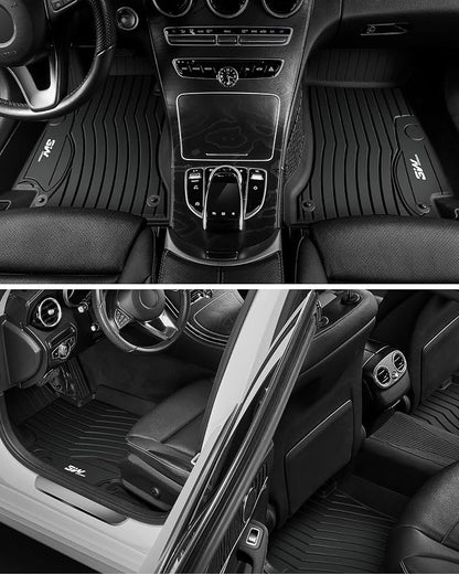 3W Floor Mats for Benz C-Class 2022-2026 C300/C43 AMG/C63 AMG S/C63 AMG S E (Sedan Only), TPE All Weather Custom Fit Floor Liner for Benz C Class, 1st & 2nd Row Car Mats, Black