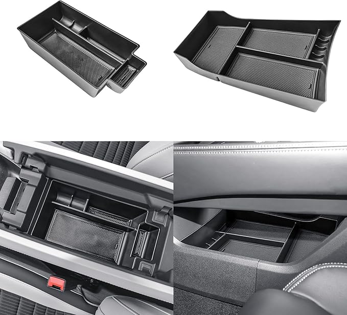 EDBETOS 2PCS/Set Center Console Organizer Compatible with Nissan Rogue 2021-2023 2024 2025 2026 Interior Accessories Lower Console Armrest Secondary Storage Box Pallet Middle Insert Tray Black ABS