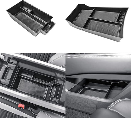 EDBETOS 2PCS/Set Center Console Organizer Compatible with Nissan Rogue 2021-2023 2024 2025 2026 Interior Accessories Lower Console Armrest Secondary Storage Box Pallet Middle Insert Tray Black ABS