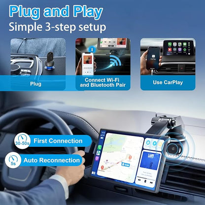 ossomo Wireless CarPlay Adapter,2 in 1 CarPlay & Android Auto Wireless Adapter for Cars,Convert Wired to Wireless with USB/Type-C,Plug Play Car Play for iOS 10+ /Android 10+