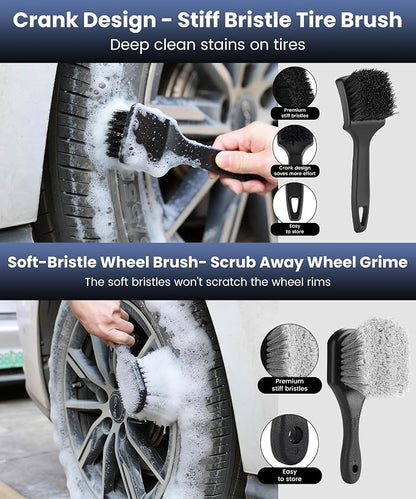 9Pcs Wheel Brush, Tire Brushes for Cleaning Tires, Durable Rim Brush & Car Wheel Brushes for Cleaning Wheel and Tire, Car Detailing Brush for Cars, Trucks, RVs, Motorcycles, Room, Corner