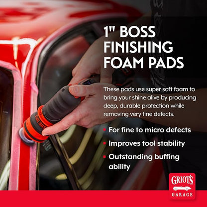 Griot's Garage BOSS 1” Finishing Foam Pads for Car Polishing and Detailing, Buffing Pads for Light Scratch Removal, Auto Wax, and Sealant Application, Set of 6