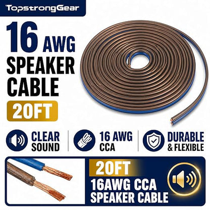 TOPSTRONGGEAR 8 Gauge Amp Kit CCA Car Audio Amplifier Wiring Kit with RCA Cables, 60A Fuse, 20ft Power Cable – 8 AWG Complete Amplifier Subwoofer Installation Kit for Car, Truck, Marine Stereo Systems