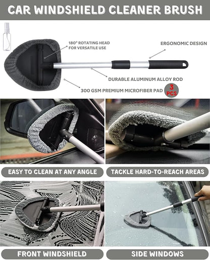 oesee 18Pcs Professional Car Interior Detailing Kit All-in-One Cleaning Tools for Windows, Dashboard, Vents, Windshield Cleaner Brush, Magic Sponge, Chamois Cloth, Detailing Brushes & Accessories