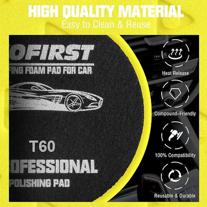 5.5IN Buffing Pads, Polishing Pad 3 Pcs 5.5 INCH Yellow Medium Cut Pad, High-Density Foam Buffing Pads for Car Boat Buffer Compounding, Polishing and Waxing