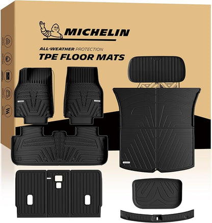 Michelin Vehicle Mat, All-Weather TPE Custom Fit Liner for Tesla Model Y 5 Seat Floor Mats 2025-2027 (10 Piece), Elite