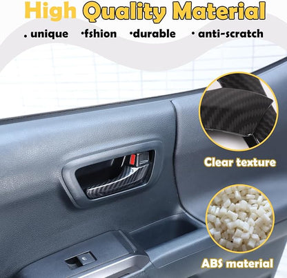 Car Inner Door Handles Cover Trim Compatible with Toyota Tacoma 2016-2022, Auto Inner Door Handles Cover Interior Door Handles Protector Trim Decorate Covers Accessories (carbon fiber pattern)