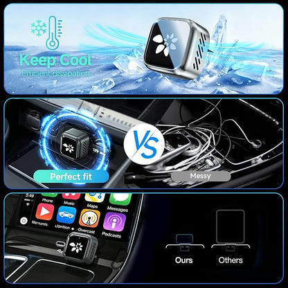 2026 Upgraded Wireless CarPlay Adapter, 2-in-1 Mini CarPlay Adapter for iPhone & Android, 3 Second Auto Stable Connection with Zero Latency, Plug & Play for 2016+ Cars with USB-A/USB-C Ports