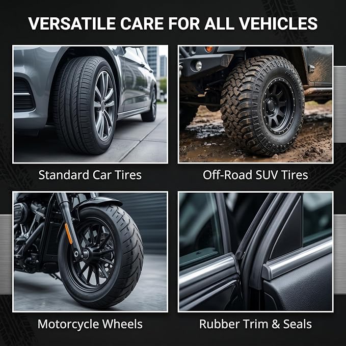 Tyre Nourish Cream, Restores Black Gloss Tire Wax Cream for Cars, Powerful Wheel Cleaning Refurbish Wax to Maintain Luster, UV Protection and Waterproof Formula for Car Tires