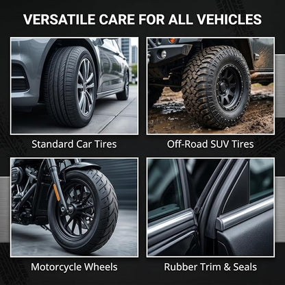 Tyre Nourish Cream, Restores Black Gloss Tire Wax Cream for Cars, Powerful Wheel Cleaning Refurbish Wax to Maintain Luster, UV Protection and Waterproof Formula for Car Tires