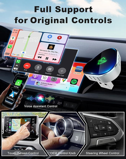 Wireless Carplay Adapter, Compatible with Apple iPhone iOS 10+ Android 11+, Plug & Play, Compact Design for iPhone & Android with USB-A/Type-C Port
