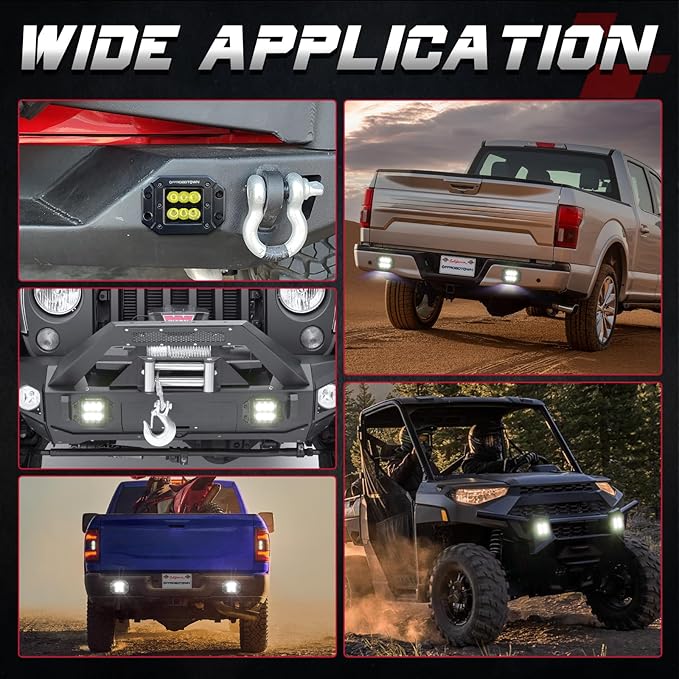 Flush Mount LED Pods, OFFROADTOWN 5'' 12,000LM CREE LED Driving Lights Reverse Backup Light Flush Light Bar Off Road Lights Work Light for Truck Pickup UTV ATV SUV Boat 4x4 Car