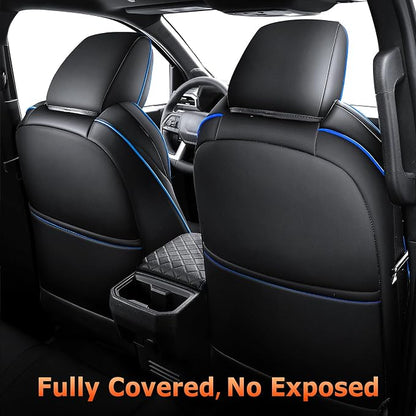 Carlimeki Leather Seat Covers Custom Fit for Tacoma Gen 4th (2024-2026) Double Cab, for SR, SR5, TRD PreRunner, TRD Sport, TRD Off-Road, Limited, Trailhunter - Armrest Covers Included - Fully Covered