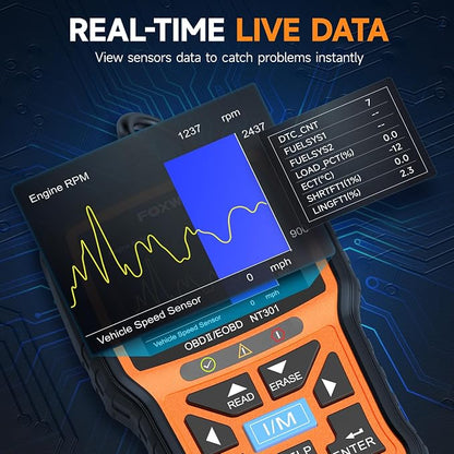 FOXWELL NT301 OBD2 Scanner Live Data Professional Mechanic OBDII Diagnostic Code Reader Tool for Check Engine Light