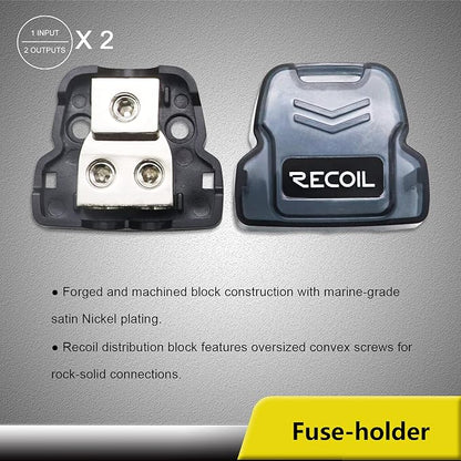 Recoil RC4D True 4 Gauge Car Audio Dual Amplifiers CCA Wiring Installation Kits with OFC RCA Cable