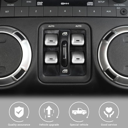Jimen for JK Window Button Covers, 4PCS Center Console Window Switch Cover Interior Trim Kits Compatible with Jeep Wrangler JK & Unlimited 2012-2018, Aluminum Alloy (Silver)