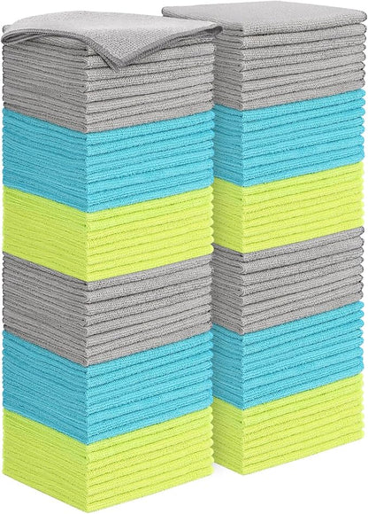 AIDEA Microfiber Cleaning Cloth-100PK, Soft Microfiber Towels for Cars, Absorbent Cleaning Rags, Lint-Free Streak-Free Wash Cloths for House, Kitchen, Window(12in.x16in.)
