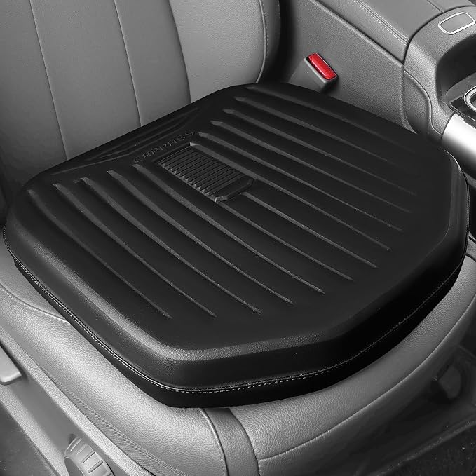 CAR PASS Leather Car Seat Cushion, Comfortable Memory Foam Seat Cushions for Driving Waterproof Adult Booster Seat Cushion for Cars, Truck Driver Automotive SUV Office Chair, Hand-held, 3 Inches Black