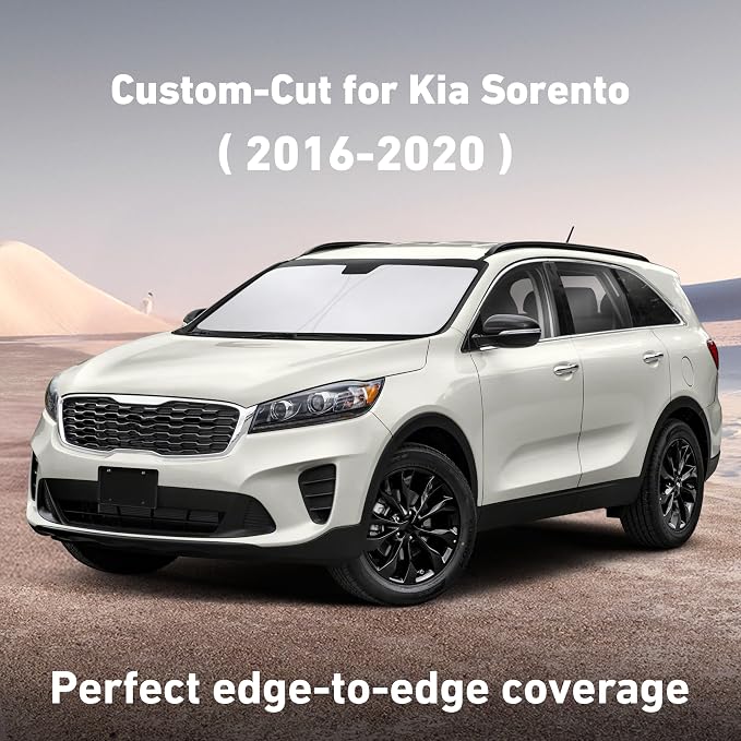 EcoNour Windshield Sunshade Compatible for Kia Sorento 2016-2018 2019 2020, Sun Visor for Front Windshield & Window Sun Shade Cover, UV Heat Blocker & Protector, Car Accessories
