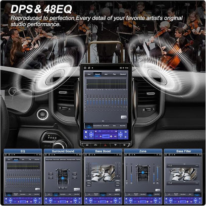 12.95" T-Style Car Radio Upgrade for 2019-2023 Dodge Ram (1500 2500 3500 4500 5500) Rearview Camera Adapter