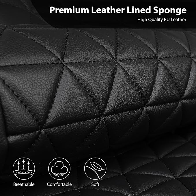 CAR PASS Bling Diamond Leather Car Seat Covers Full Seats Interior Sets, Waterproof Shining Glitter Sparkly Crystal Universal Armrest Fit Automotive Truck SUV Cute Women Girl, Black Purple Rhinestone