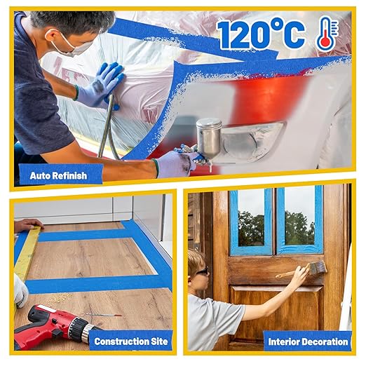 Aheroi Painters Tape, 24 Rolls Painters Tape 2 Inch Wide, 248℉ Blue Masking Tape(1320yds), Sharp Lines Wide UV-Resistant Tape Bulk for Multi-Purpose, No Residue&Easy Removal, Home Walls Car Supplies