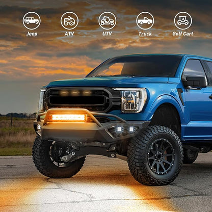 Nilight 20Inch Off-Road LED Light Bar, 420W 3 Lighting Modes (White/Amber/White&Amber) Driving Fog Light Spot Flood Lights with 16AWG Wiring Harness for Truck Car ATV SUV Jeep Boat
