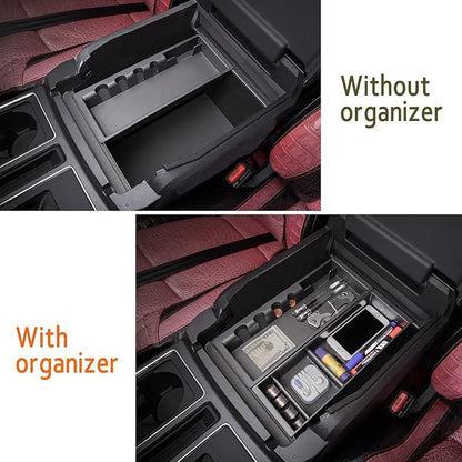 JDMCAR Center Console Organizer Compatible with Ford F150 Accessories 2024 2023 2022 2021,Center Console tray for F-150 Interior Accessories, Matte Black -(Full Console w/Bucket Seats ONLY)