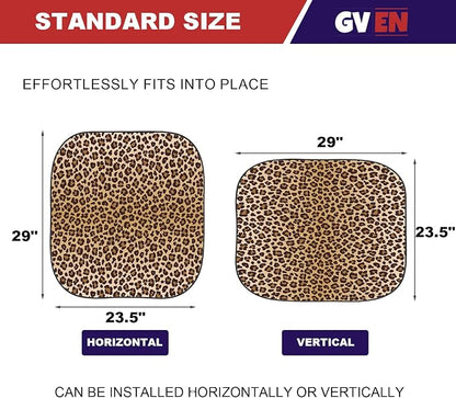 Gven Windshield Sun Shade 2pcs with Bonus Car Sunshade for Front Window Shades 2025 Technology Reflect UV and Heat Sun Visor Automotive Interior Sun Protection (Leopard, S)