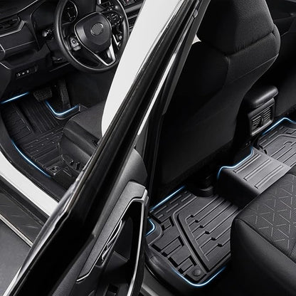 Floor Mats Set for Toyota RAV4 2019-2025 (Both for Gas & Hybrid), Extra Door Sill Guards, All Weather TPE Cargo Mat Backrest Mat Cargo Liner Car Accessories
