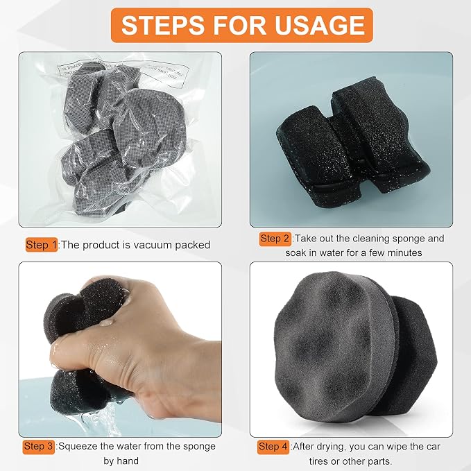 BBTO 6 Pcs Tire Hex Grip Dressing Applicator Washable Tire Shine Applicator Dressing Pad Car Detailing Foam Sponge Reusable Tire Cleaner Sponge for No Slip Tire (Gray, 4.33 Inch Diameter)