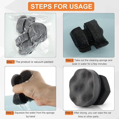 BBTO 6 Pcs Tire Hex Grip Dressing Applicator Washable Tire Shine Applicator Dressing Pad Car Detailing Foam Sponge Reusable Tire Cleaner Sponge for No Slip Tire (Gray, 4.33 Inch Diameter)