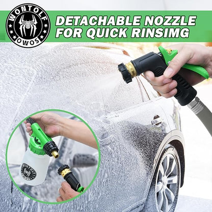 Wontolf CWK188 Car Wash Kit with Foam Gun, Car Wash Soap, Interior Detailer Cleaner, Wheel Cleaner, Car Care Cleaning Detailing Kit for Cars Trucks RVs SUVs Motorcycles (Works w/Garden Hose), 10 Items