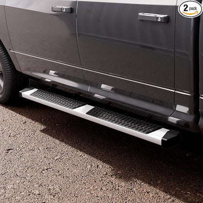 6 Inches Running Boards Side Steps Compatible with 2022-2026 Toyota Tundra Crewmax Cab 4 Full Size Doors, Silver Textured Aluminum Nerf Bars