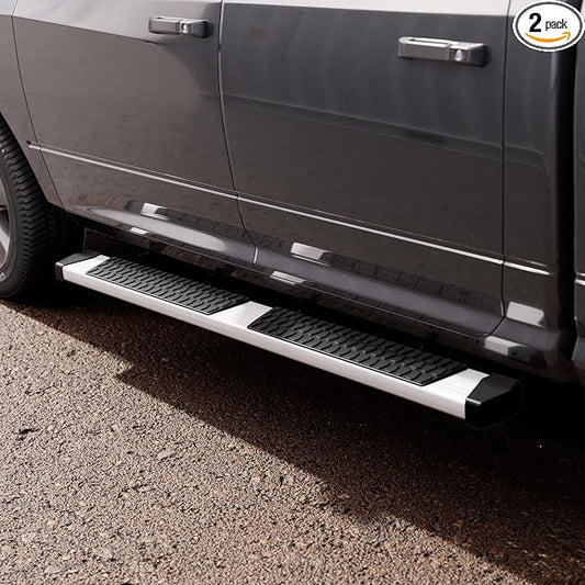 Crew Cab Running Boards Side Steps Compatible with 2019-2026 Chevy Silverado & GMC Sierra 1500 (Excl 2019 Ld/Lt), 2020-2026 2500 HD 3500 HD, Silver Textured Aluminum Nerf Bars