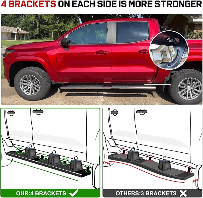 COMNOVA 6 Inches Running Boards Compatible with 2015-2026 Chevrolet Colorado/GMC Canyon Crew Cab, Running Boards & Steps for Colorado (Steel)