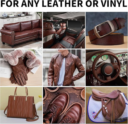 SHADAIWUYU 8.5oz Leather Recoloring Balm with 100ml Mink Oil,Medium Brown Leather Repair kit for Furniture and Car Interior,Leather Couch Scratch Repair,Leather Dye Paint,Mink Oil for Leather