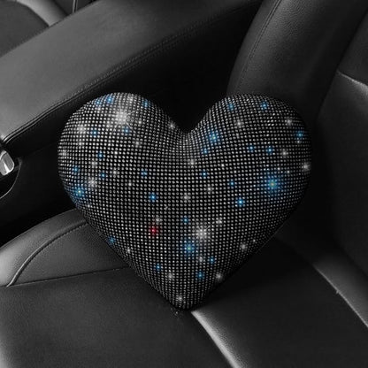 Car Headrest Neck Pillows Rhinestone Automobile Headrest Cover Car Headrest Neck Pillow for Driving with Bling Bling Crystal Car Accessories for Women, Girls and Ladies Black 2 Pieces