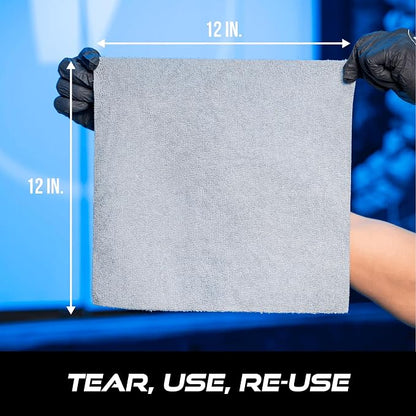 VIKING Microfiber Cleaning Cloth Roll, Reusable and Tear Away Microfiber Towels for House, Home, Garage, Car Cleaning Kit and Car Detailing Kit, 50 Pack, Grey, 12 inch x 12 inch