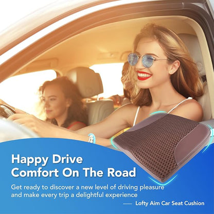 Lofty Aim Car Seat Cushion, Comfortable Memory Foam Seat Pillow for Driving, Sciatica-Back Pain Relief, Cushion for Car-Truck, Office, Wheelchair - Brown