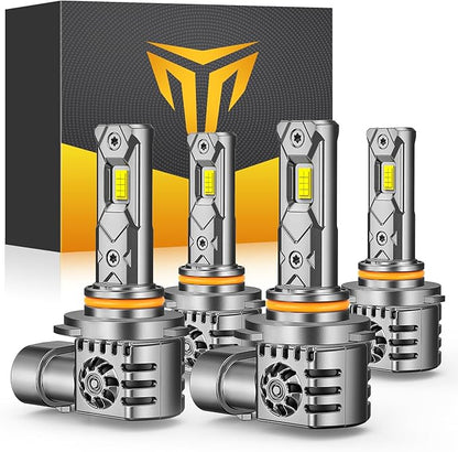 Termitor 7th-Gen 9006 9005 Light Bulbs Combo, 140000LM 1400% Ultra Brighter, Real 1:1 Mini Size Design Fog Light, Thermostatic Control Design Plug and Play IP68 Waterproof, Trailer Fenders Pack of 4