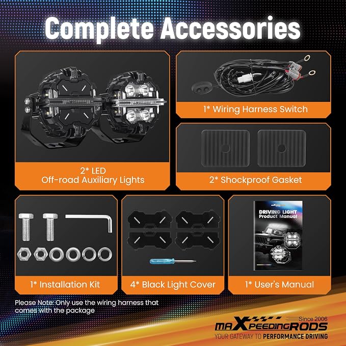 maXpeedingrods LED Off Road Lights 5", 212W 25440LM Round Fog Light with 7 RGB Colors, Side Shooter Lights 270°Wide Range, LED Light Bar for SUV, Pickup, ATV, UTV, Truck, Motorcycle