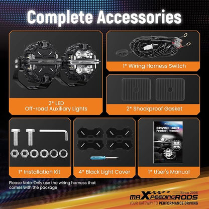 maXpeedingrods LED Off Road Lights 5", 212W 25440LM Round Fog Light with 7 RGB Colors, Side Shooter Lights 270°Wide Range, LED Light Bar for SUV, Pickup, ATV, UTV, Truck, Motorcycle